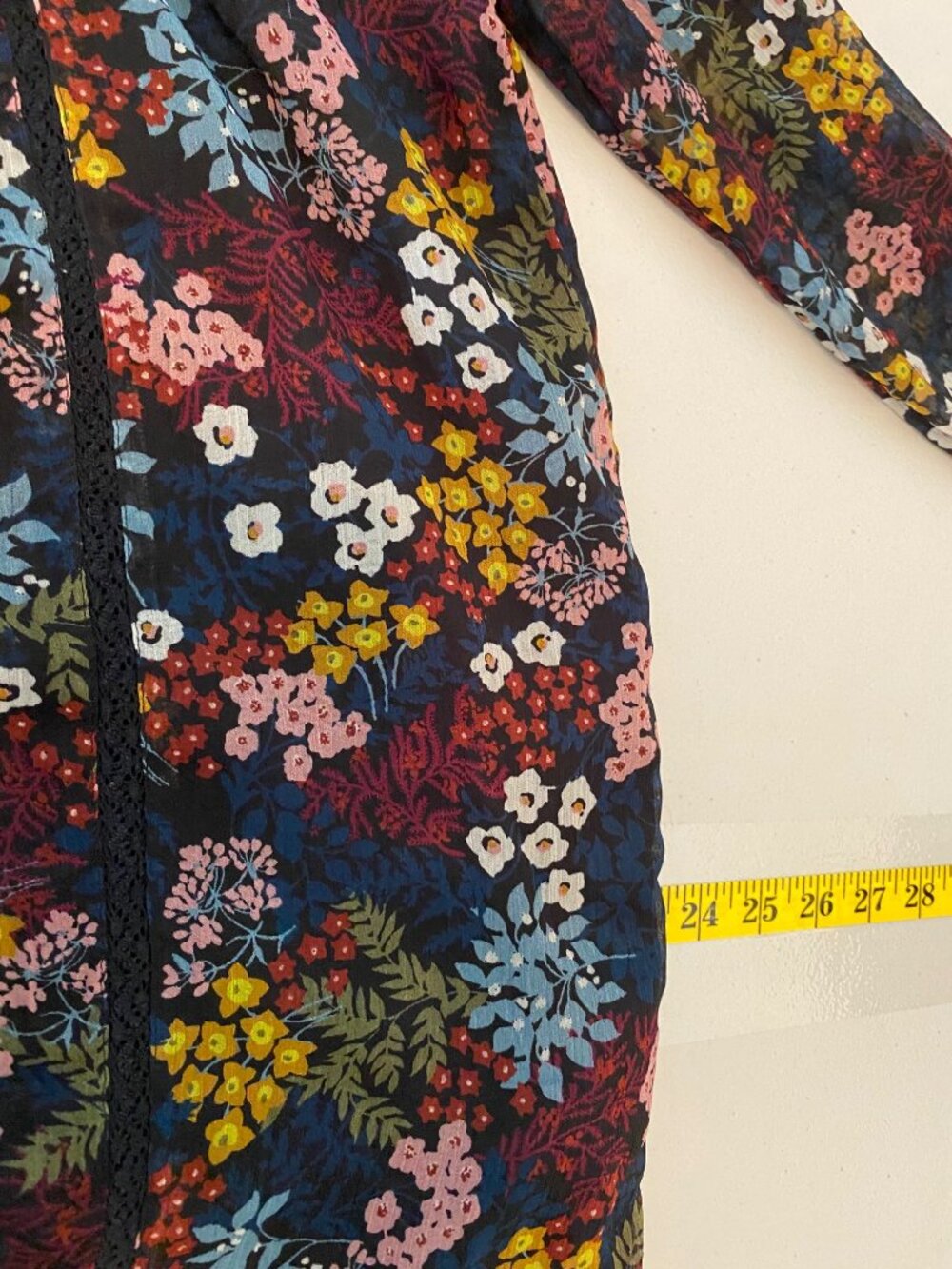 Loft Floral Print Long-Sleeve Tiered Short Dress Medium - Picture 5 of 9